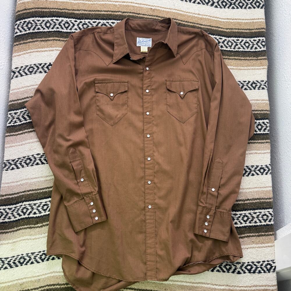 Vintage 90's Rockmount Ranch Wear Brown Pearl Snap Roper Long Sleeve Shirt 2XL